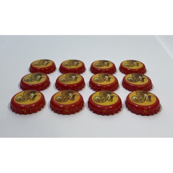Lot of 12 Ram Head Red Yellow Shiner Bock Texas Beer Bottle Caps Older Style - Picture 6 of 9